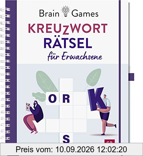 Brain Games - Kreuzworträtsel für Erwachsene: Hochwertig gestaltetes Rätselbuch mit über 111 kniffligen Wortspielereien und praktischer Stiftlasche