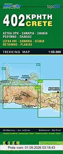 Lefka Ori - Samaria - Sfakia - Rethimno - Plakias 1 : 50 000: Trekking Map
