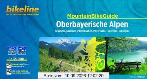 bikeline MountainbikeGuide Oberbayerische Alpen: Zugspitze, Garmisch-Partenkirchen, Mittenwald, Tegernsee, Schliersee. 1:35.000, wetterfest/reißfest, alle Touren herausnehmbar, GPS-Tracks Download