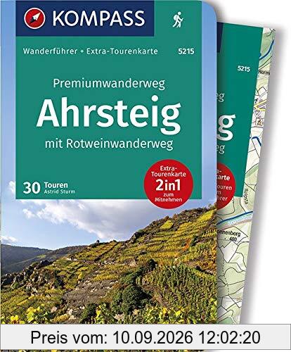 Premiumwanderweg Ahrsteig mit Rotweinwanderweg: Wanderführer mit Extra-Tourenkarte 1:35.000, 30 Touren/Etappen, GPX-Daten zum Download. (KOMPASS-Wanderführer, Band 5215)