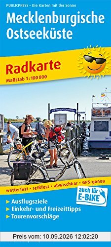 Mecklenburgische Ostseeküste: Radkarte mit Ausflugszielen, Einkehr- & Freizeittipps, wetterfest, reissfest, abwischbar, GPS-genau. 1:100000 (Radkarte / RK)