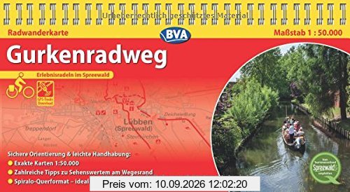 Kompakt-Spiralo BVA Gurkenradweg 1:50.000, GPS-Track-Download: Erlebnisradeln im Spreewald
