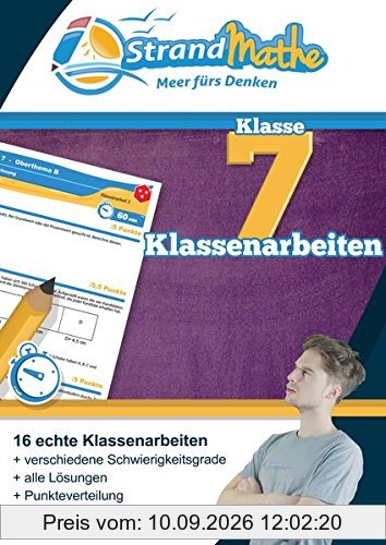 Mathematik Klassenarbeitstrainer Klasse 7 - StrandMathe: Wissen prüfen, mit Lösungen vergleichen und mit Noten bewerten
