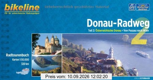 Donau-Radweg 2: Österreich. Donau: Von Passau nach Wien., 1:50.000, 320 km, wetterfest, GPS-Tracks