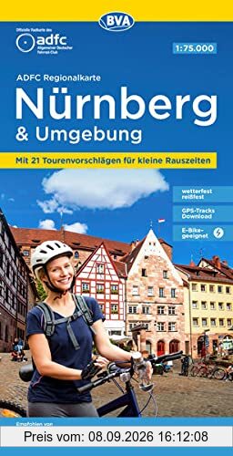 ADFC Regionalkarte Nürnberg & Umgebung mit Tourenvorschlägen, 1:75.000, reiß- und wetterfest, GPS-Tracks Download, E-Bike geeignet (ADFC-Regionalkarte 1:75000)
