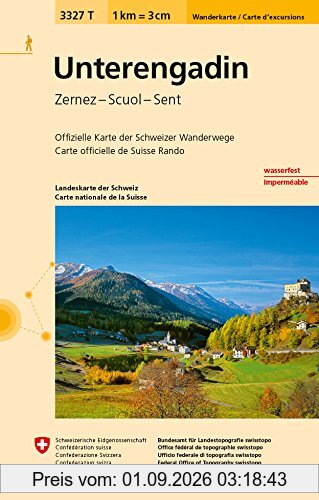 3327T Unterengadin Wanderkarte: Zernez - Scuol - Sent (Wanderkarten 1:33 333)