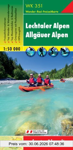 Freytag-Berndt und Artaria Kg Freytag Berndt Wanderkarten, Wk 351, Lechtaler Alpen - Allgäuer Alpen - Maßstab 1, 50 000, Ortsverzeichnis. Kultur, Sehenswürdigkeiten, Brauchtum,