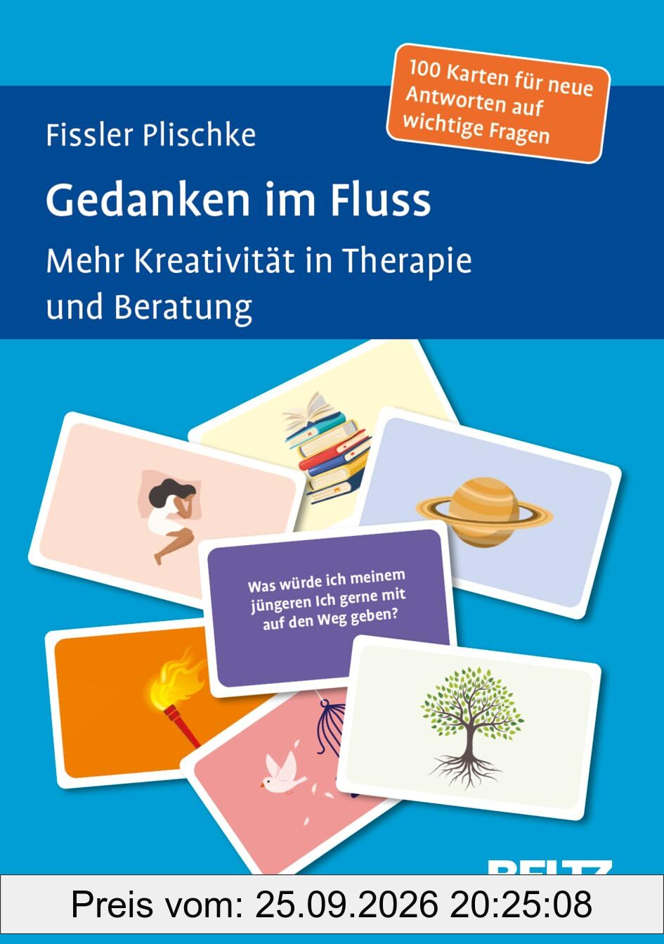 Gedanken im Fluss: Mehr Kreativität in Therapie und Beratung. 100 Karten für neue Antworten auf wichtige Fragen. Kartenset mit 12-seitigem …