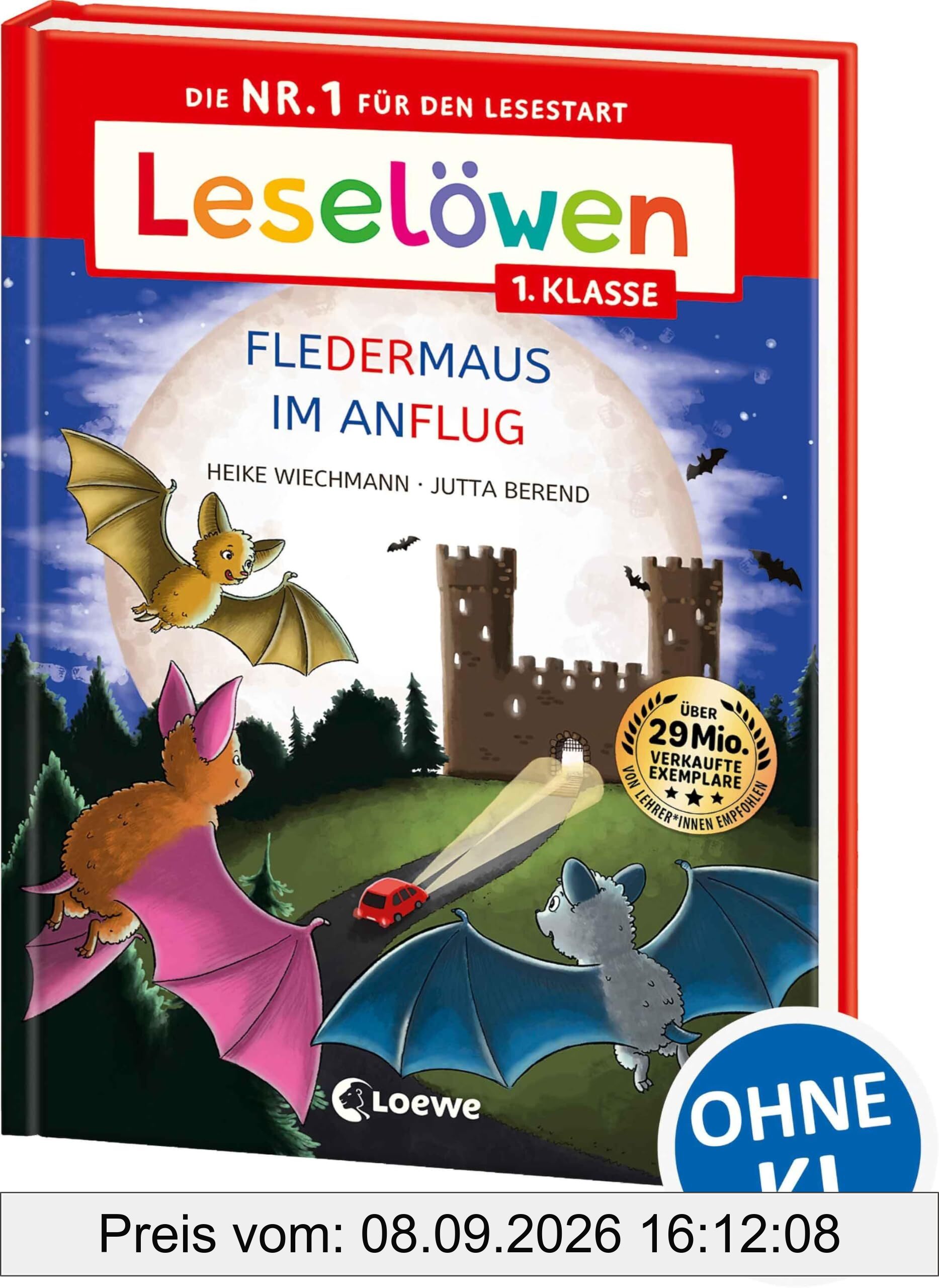 Leselöwen 1. Klasse - Fledermaus im Anflug (Großbuchstabenausgabe): Die Nr. 1 für den Lesestart - Mit Leselernschrift ABeZeh - Erstlesebuch für Kinder ab 6 Jahren