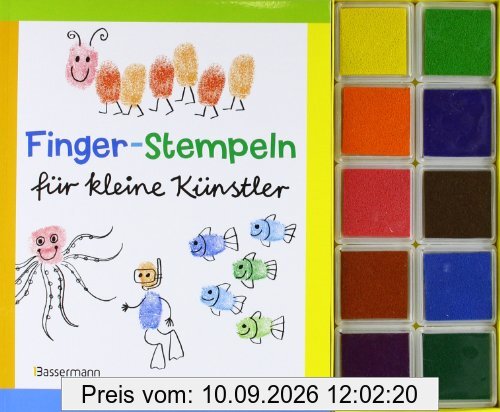 Finger-Stempeln für kleine Künstler-Set: Buch und 10 Stempelkissen