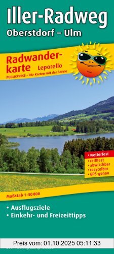 Radwanderkarte Iller-Radweg: Mit Ausflugszielen, Einkehr- und Freizeittipps, reissfest, wetterfest, GPS-genau. 1:50000