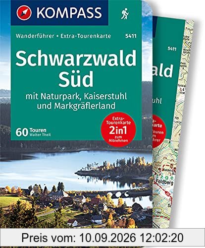 KOMPASS Wanderführer Schwarzwald Süd mit Naturpark, Kaiserstuhl und Markgräflerland: Wanderführer mit Extra-Tourenkarte 1:75.000, 60 Touren, GPX-Daten zum Download.