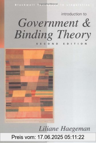 Binding : Broschiert, Edition : 2. Auflage, Label : Blackwell, Publisher : Blackwell, NumberOfItems : 1, medium : Broschiert, numberOfPages : 701, publicationDate : 1994-01-01, authors : Liliane Haegeman, languages : english, ISBN : 0631190678
