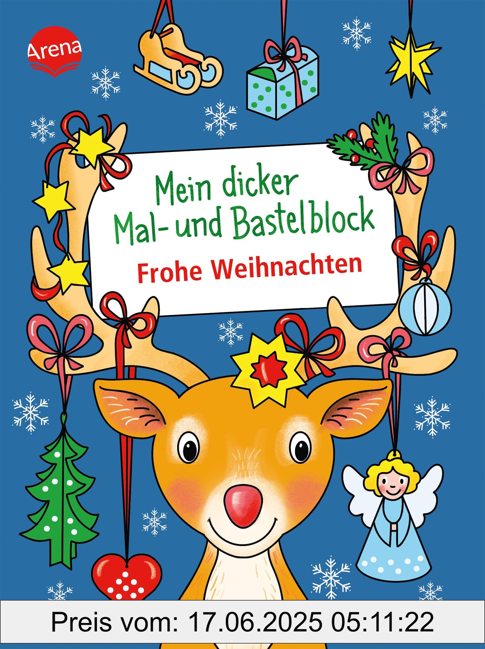 Brand : Arena, Binding : paperback, Label : Mein dicker Mal- und Bastelblock. Frohe Weihnachten : Über 60 Mal- und Bastelideen für die Weihnachtszeit, für Kinder ab 4 (Mal- und Bastelblocks), medium : paperback, numberOfPages : 128, publicationDate : 2024-09-13, languages : german, ISBN : 3401720503