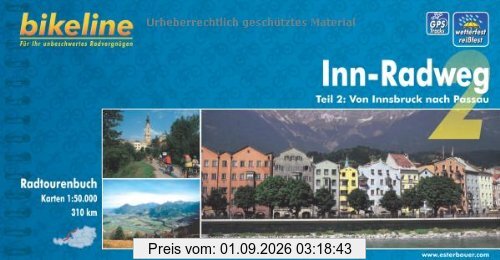Bikeline Radtourenbuch, Inn-Radweg Teil 2: Von Innsbruck nach Passau, 1:50 000; wetterfest/reißfest; GPS-Tracks-Download