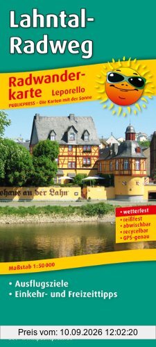 Radwanderkarte Lahntal-Radweg: Mit Ausflugszielen, Einkehr- und Freizeittipps, reissfest, wetterfest, GPS-genau. 1:50000