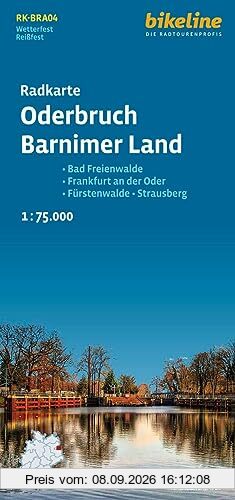 Radkarte Oderbruch Barnimerland: Bad Freienwalde – Frankfurt an der Oder – Fürstenwalde – Strausberg, 1:75.000 (Bikeline Radkarte)