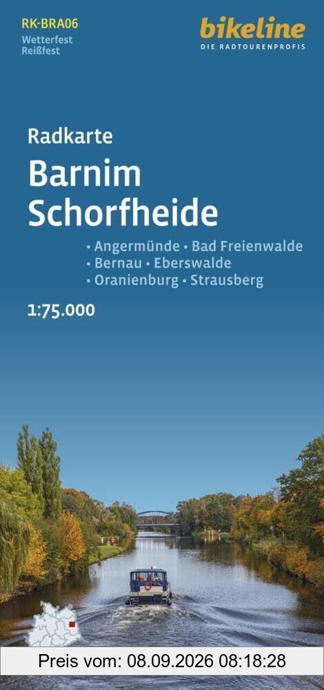 Radkarte Barnim Schorfheide (RK-BRA06): Angermünde – Bad Freienwalde – Bernau – Eberswalde – Oranienburg – Strausberg1:75.000 (Bikeline Radkarte)