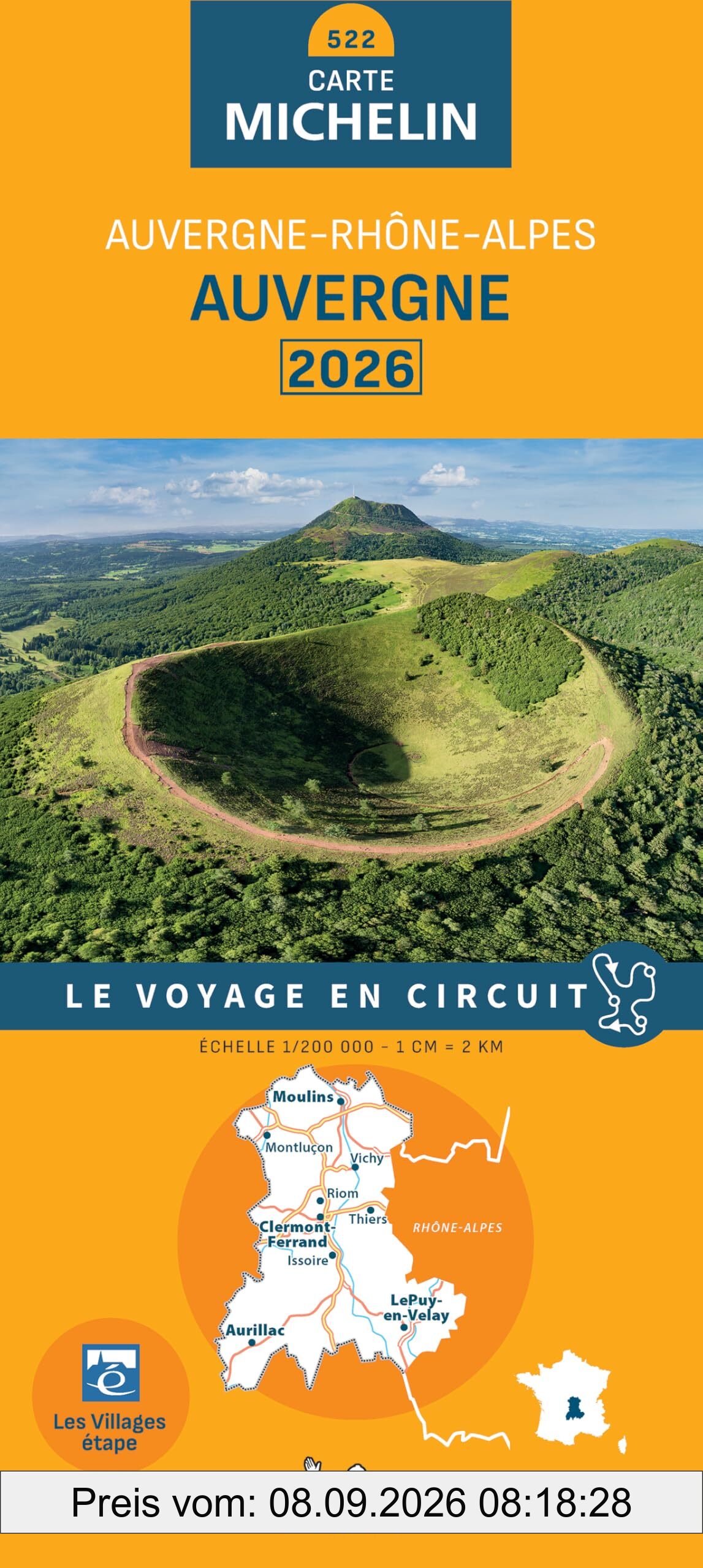 AUVERGNE 10522 2026: wegenkaart 1:200.000 (Regionale kaarten Michelin)