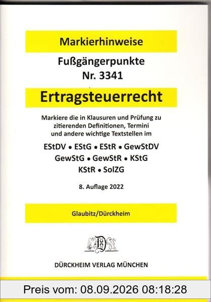 ERTRAGSTEUERRECHT Dürckheim-Markierhinweise/Fußgängerpunkte für das Steuerberaterexamen Nr. 2719 (2022) Dürckheim'sche Markierhinweise: EStG, EStDV, ... zur Strukturierung der Gesetzessammlungen.