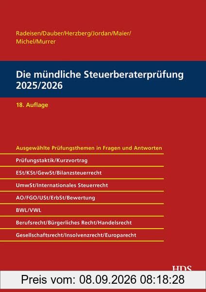 Die mündliche Steuerberaterprüfung 2025/2026, 18. Auflage