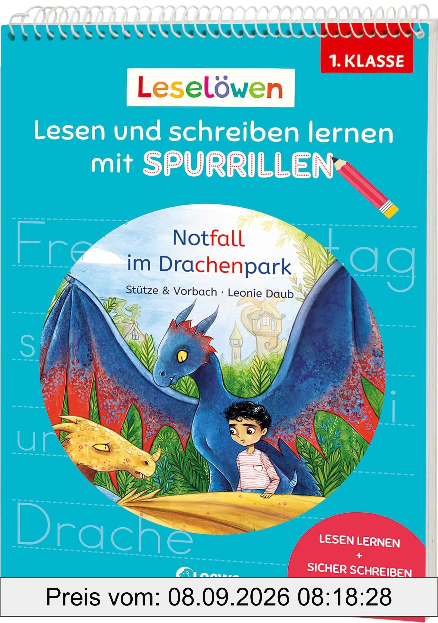 Leselöwen - Lesen und schreiben lernen mit Spurrillen - Notfall im Drachenpark: Erstlesegeschichte trifft clevere Lernhilfe - Mit Silbenfärbung und vorgeprägten Wörtern für die 1. Klasse