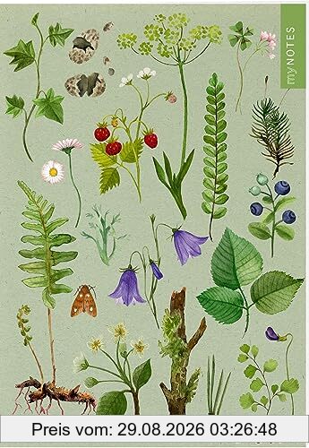 myNOTES Papeterie: Notizheft Naturschätze: Wald & Wiesenblumen | Heft liniert A5, blumiges Design, für Notizen und gute Ideen unterwegs