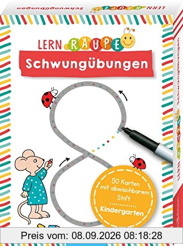 Lernraupe - Schwungübungen: 50 Karten mit abwischbarem Stift
