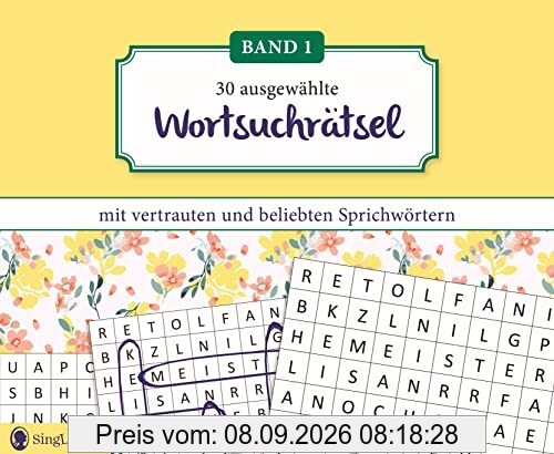 Wortsuchrätsel für Senioren mit vertrauten Sprichwörtern. Großdruck-Wortsuchrätsel von SingLiesel. Außergewöhnliche Wortsuchrätsel für Senioren, die Spaß machen.