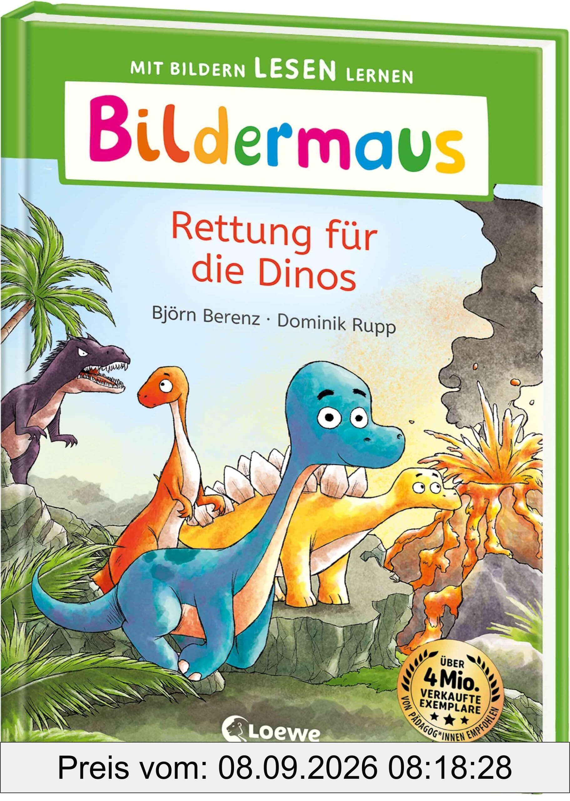 Bildermaus - Rettung für die Dinos: Mit Bildern lesen lernen - Ideal für die Vorschule und Leseanfänger ab 5 Jahren - Mit Leselernschrift ABeZeh