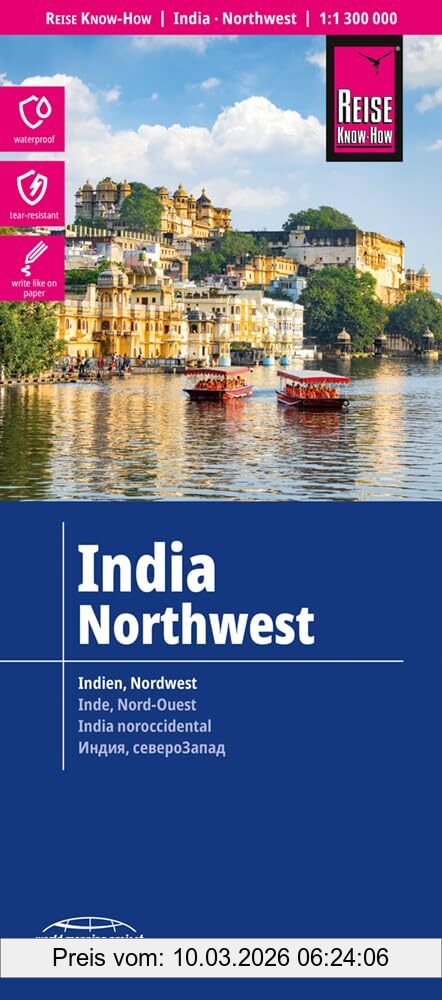 Reise Know How Reise Know-How Landkarte Indien, Nordwest / India, Northwest (1, 1.300.000), Reiß- Und Wasserfest (world Mapping Project)