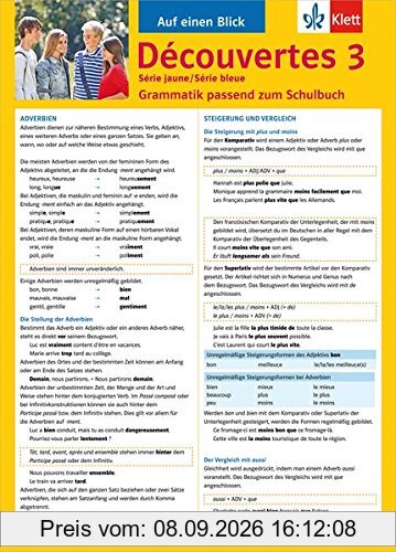 Découvertes Série jaune / Série bleue 3 - Auf einen Blick: Grammatik passend zum Schulbuch - Klappkarte (6 Seiten)