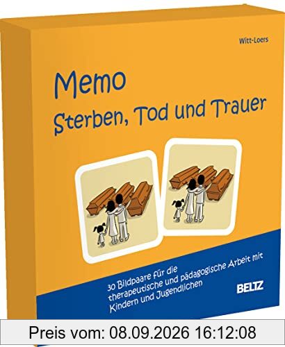 Memo Sterben, Tod und Trauer: 30 Bildpaare für die therapeutische und pädagogische Arbeit mit Kindern und Jugendlichen. Mit 20-seitigem Booklet in ... 6,5 x 6,5 cm. (Beltz Therapiespiele)