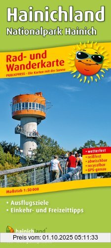 Rad- und Wanderkarte Hainichland, Nationalpark Hainich: Mit Ausflugszielen, Einkehr- & Freizeittipps, wetterfest, reissfest, abwischbar, GPS-genau. 1:50000
