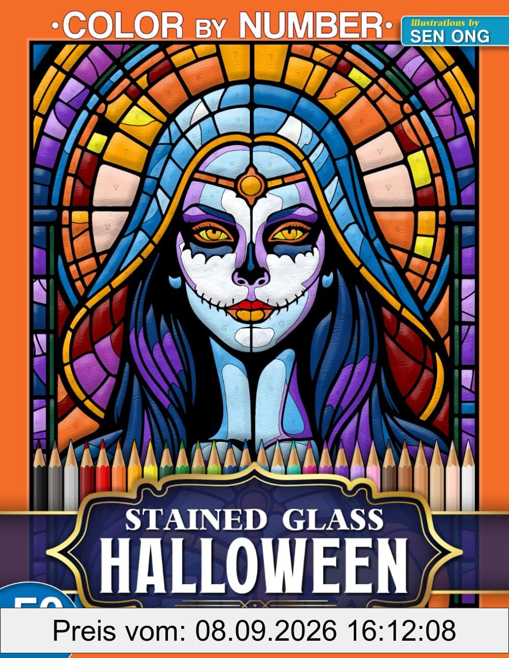 Halloween Stained Glass Color by Number: 50 Spooky Designs Featuring Pumpkins, Ghosts, and Haunted Scenes (Stained Glass Color By Number Collection)