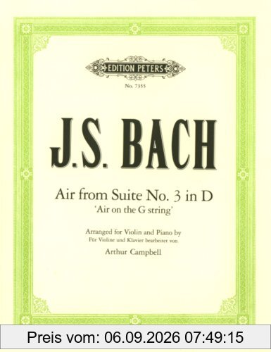 Air (Orchestersuite 3 d-Dur Bwv 1068). Violine, Klavier