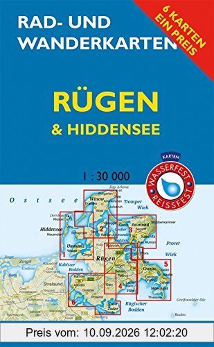 Rad- und Wanderkarten-Set: Rügen & Hiddensee: Mit den Karten: Wittow, Kap Arkona, Halbinsel Jasmund, Bergen, Putbus, Mönchgut, Granitz, bis ... 1:30.000. Wasser- und reißfeste Karten.
