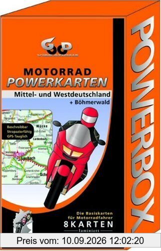 Motorrad Powerkarten. Mittel- und Westdeutschland plus Böhmerwald, 8 Blätter laminiert