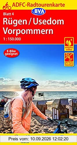 ADFC-Radtourenkarte 4 Rügen/Usedom Vorpommern 1:150.000, reiß- und wetterfest, GPS-Tracks Download (ADFC-Radtourenkarte 1:150000)