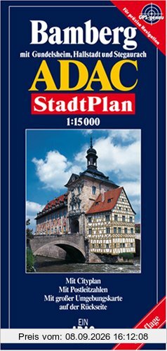ADAC Stadtpläne, Bamberg mit Gundelsheim und Hallstadt: Mit Gundelsheim und Hallstadt. Mit Cityplan, Rad- und Wanderwegen, Postleitzahlen. Mit großer Umgebungskarte