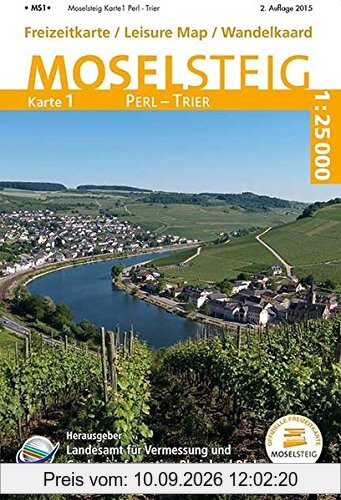 Moselsteig Karte 1 (WR): Topographische Karte 1:25 000 mit Wander- und Radwanderwegen mit dem Moselsteig von Perl bis Trier (Freizeitkarten Rheinland-Pfalz 1:15000 /1:25000)