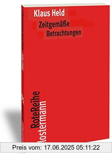 Binding : Taschenbuch, Edition : 1., 2017, Label : Klostermann, Vittorio, Publisher : Klostermann, Vittorio, medium : Taschenbuch, numberOfPages : 206, publicationDate : 2017-02-01, authors : Klaus Held, languages : german, ISBN : 3465043065