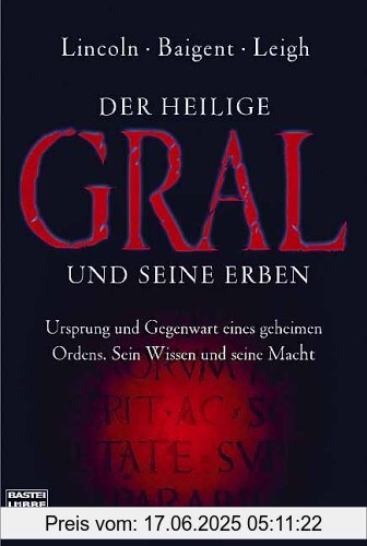 Binding : Taschenbuch, Edition : Aufl. 2006, Label : Bastei Lübbe, Publisher : Bastei Lübbe, medium : Taschenbuch, numberOfPages : 472, publicationDate : 2004-09-21, authors : Henry Lincoln, Michael Baigent, Richard Leigh, translators : Hausner, Hans E, languages : german, ISBN : 3404770021