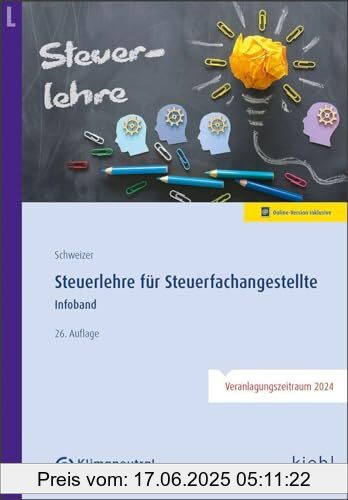 Binding : Taschenbuch, Edition : 26., überarbeitete Auflage. Online-Version inklusive., Label : NWB Verlag, Publisher : NWB Verlag, medium : Taschenbuch, numberOfPages : 718, publicationDate : 2024-05-22, authors : Reinhard Schweizer, ISBN : 3470105065