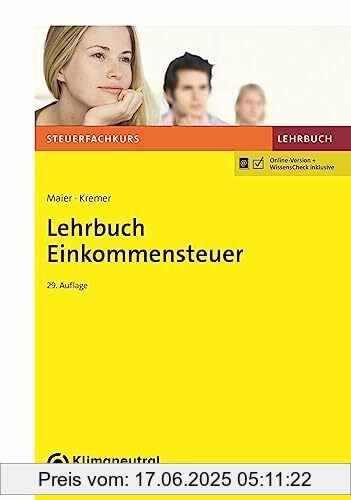 Binding : Taschenbuch, Edition : 29., aktualisierte Auflage. Online-Version + WissensCheck inklusive, Label : NWB Verlag, Publisher : NWB Verlag, medium : Taschenbuch, numberOfPages : 1076, publicationDate : 2023-08-17, authors : Hartwig Maier, Thomas Kremer, ISBN : 3482658390