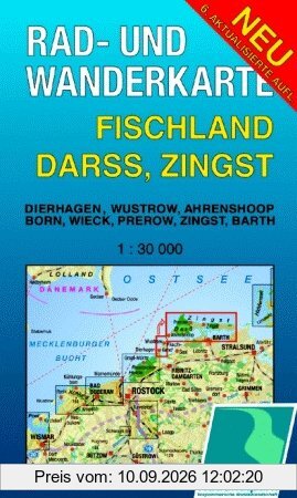 Fischland, Darß, Zingst 1 : 30 000 Rad- und Wanderkarte: Mit Dierhagen, Wustrow, Ahrenshoop, Born, Wieck, Prerow, Zingst, Barth