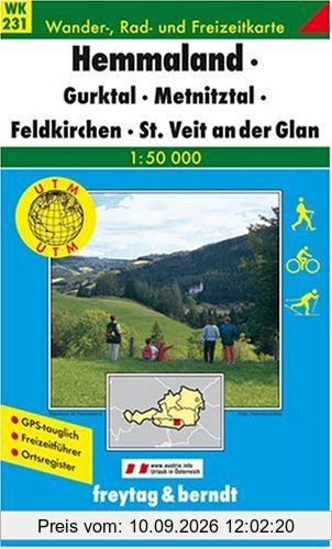 Freytag Berndt Wanderkarten, WK 231, Hemmaland - Gurktal - Metnitztal - Feldkirchen - St. Veit an der Glan - Maßstab 1:50 000