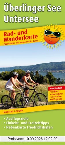 Rad- und Wanderkarte Überlinger See - Untersee: mit Ausflugszielen, Einkehr- & Freizeittipps und Nebenkarte Friedrichshafen, wetterfest, reißfest, GPS-genau