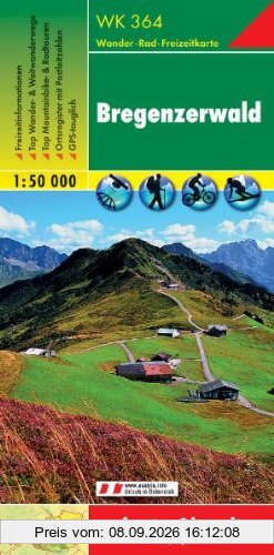 Freytag Berndt Wanderkarten, WK 364, Bregenzerwald, GPS, UTM - Maßstab 1:50 000: Bezau, Bregenzer Wald, Dornbirn