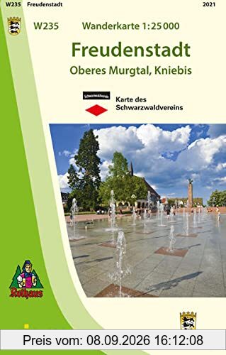 W235 Wanderkarte 1:25 000 Freudenstadt: Oberes Murgtal, Kniebis